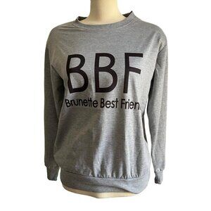Brunette Best Friend Graphic T Shirt Sz Large Womens Grey Long Sleeve